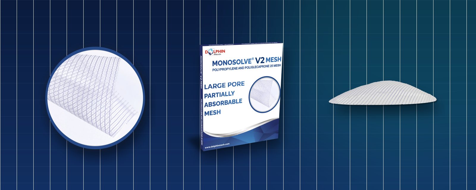 Monosolve V2 partially absorbable mesh and pack